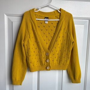 Tea Collection Mustard Yellow Cotton Sweater Cardigan